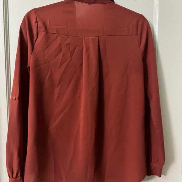 Rust Red Button-Up Blouse - Picture 3 of 4